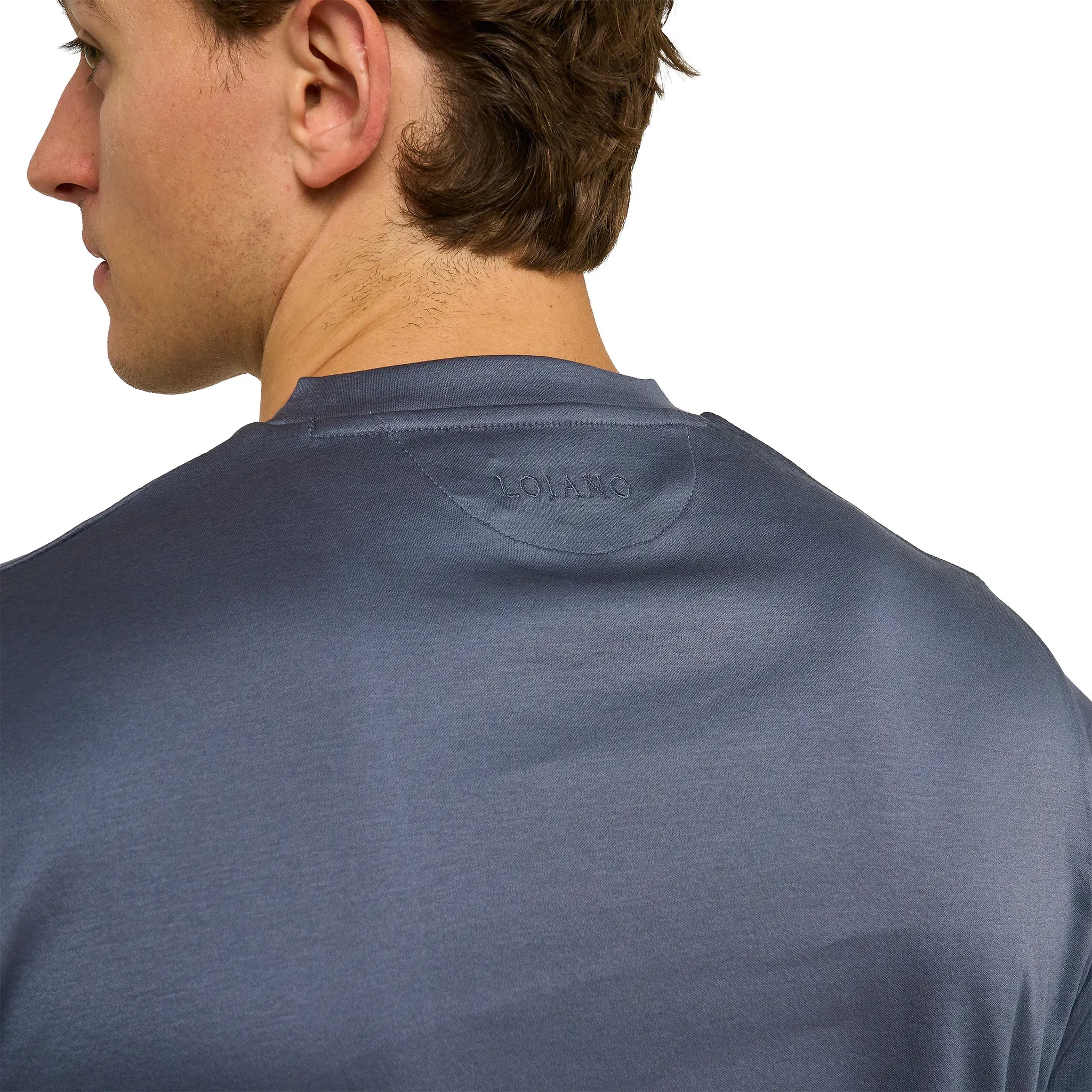 Detailed View of Loiano Egyptian Cotton Steel T Shirt